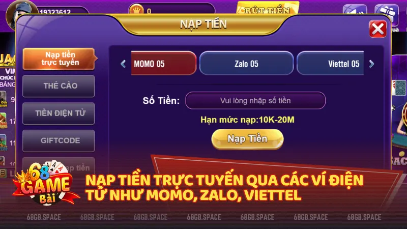 Các ví điện tử phổ biến như Momo, Zalo Pay, Viettel Pay đều được chấp nhận